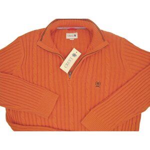 NEW Vintage Tommy Hilfiger Sweater! XL Orange  Cable Knit  Heavier  Runs Big